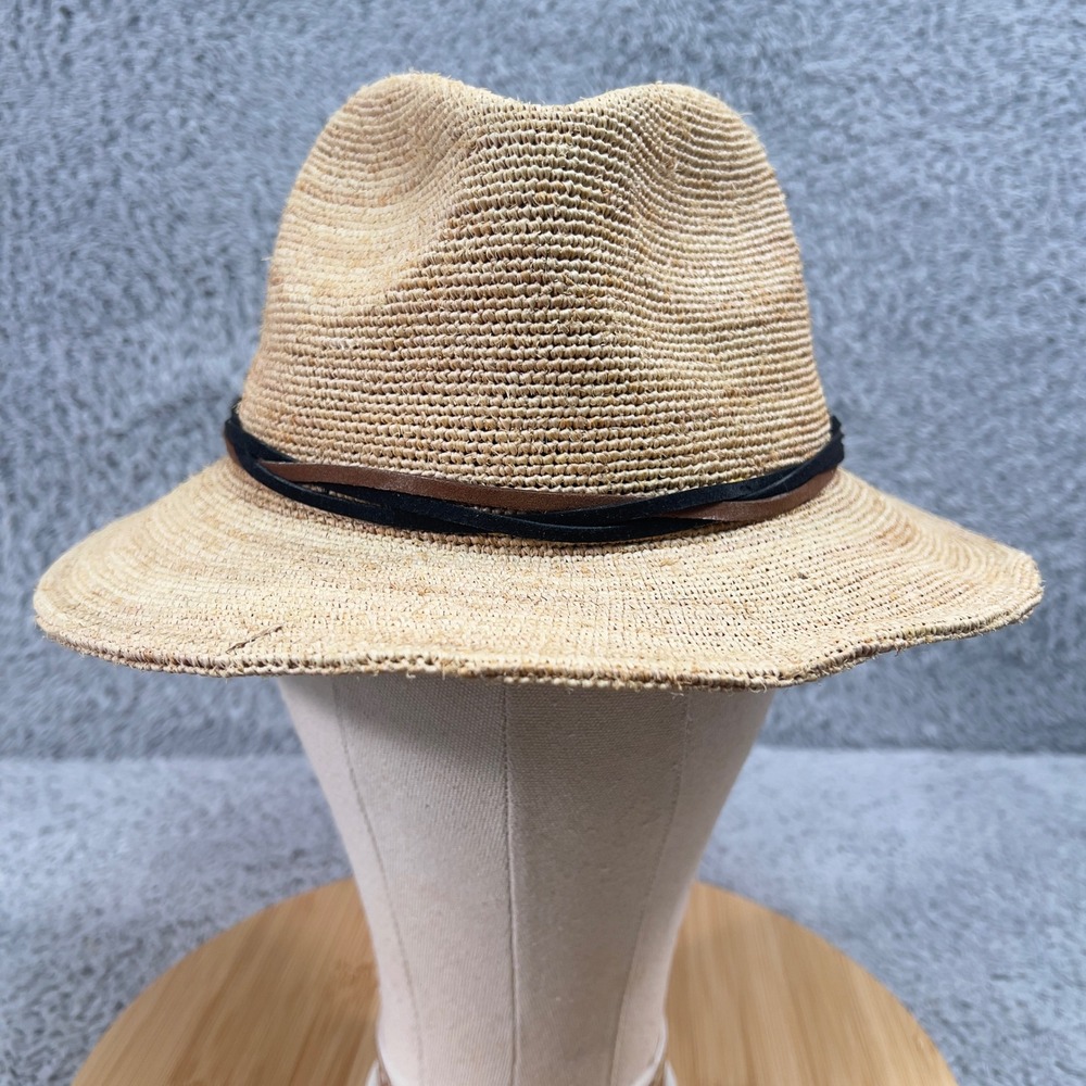Goorin Bros Straw Haze Fedora Hat Mens M Tan Natural Braided Band 100% Raffia